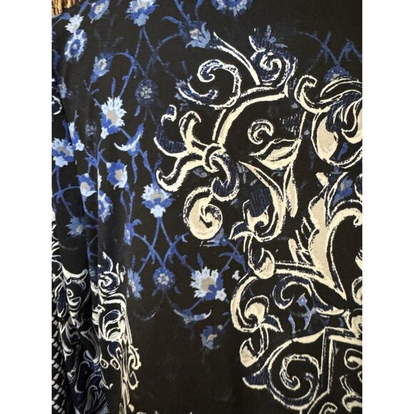 WHBM Dress Black Blue White XL Colorful 3/4 Long Sleeve Stretch Shift Washable - Picture 2 of 12